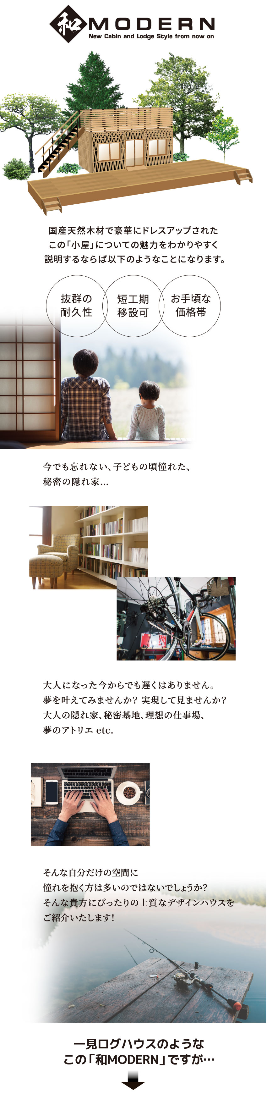 一見ログハウスのようなこの「和MODERN」ですが…